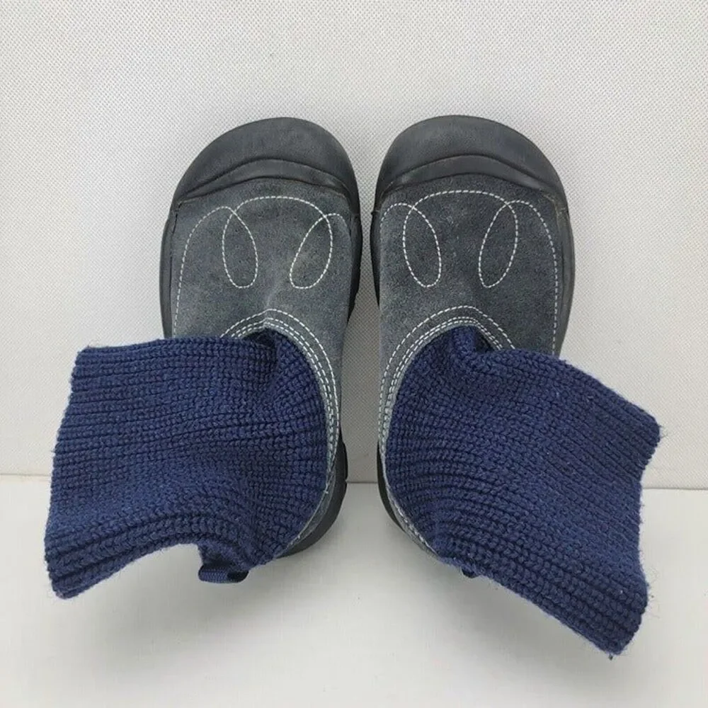 Keen Big Kids Youth Size 12 Shay Boots Blue Suede Sweater Cuff Winter Shoes